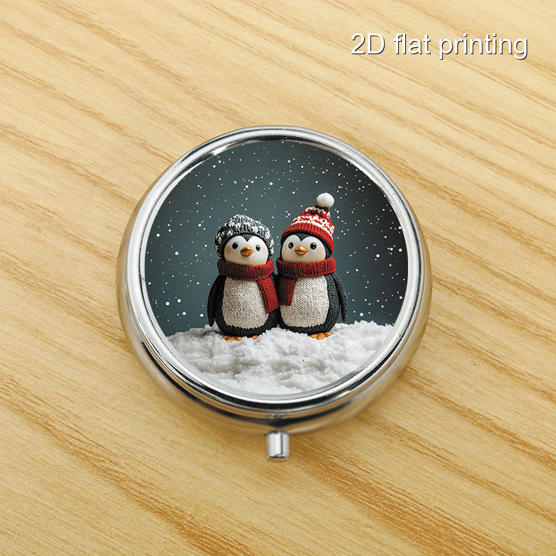Travel Accessories As Gifts - Scatola Rotonda Winter Penguin a 7