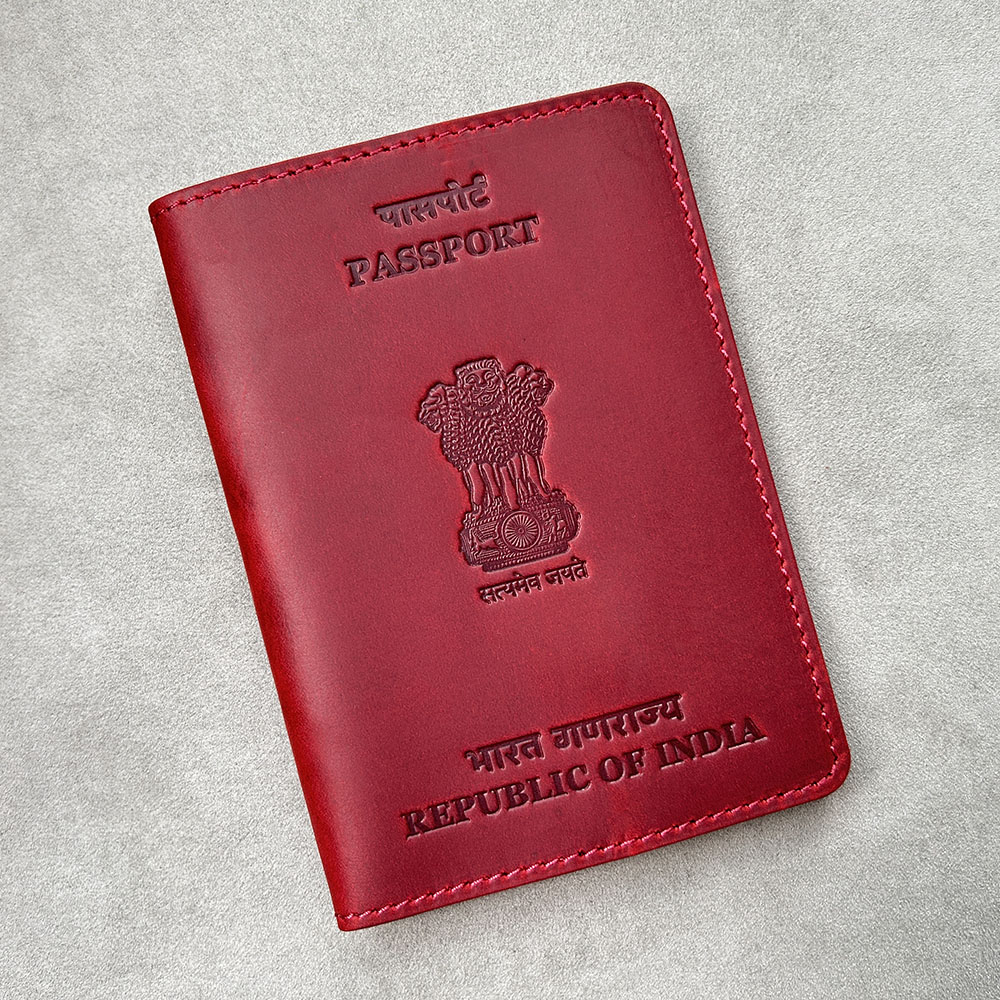 Travel Accessories India - Custodia per passaporto personalizzata in vera